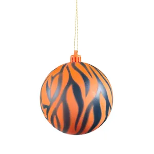 100MM Animal Print Ball Ornament: Orange & Navy Blue