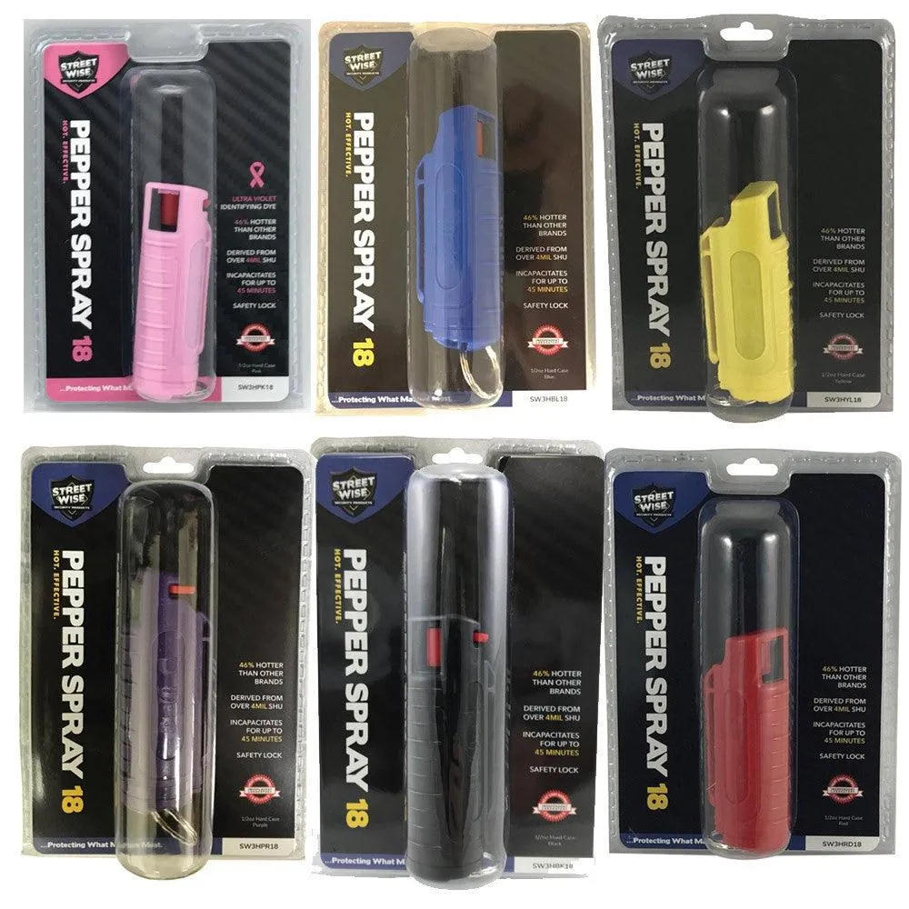 12) Streetwise Mixed Colors 18% Pepper Sprays and 6) Plastic Knuckle Bundle
