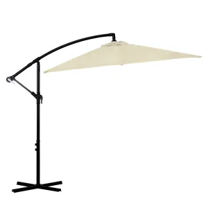 2.2M Outdoor Umbrella Cantilever | Garden Deck Patio Shade | Water-Resistant | Beige