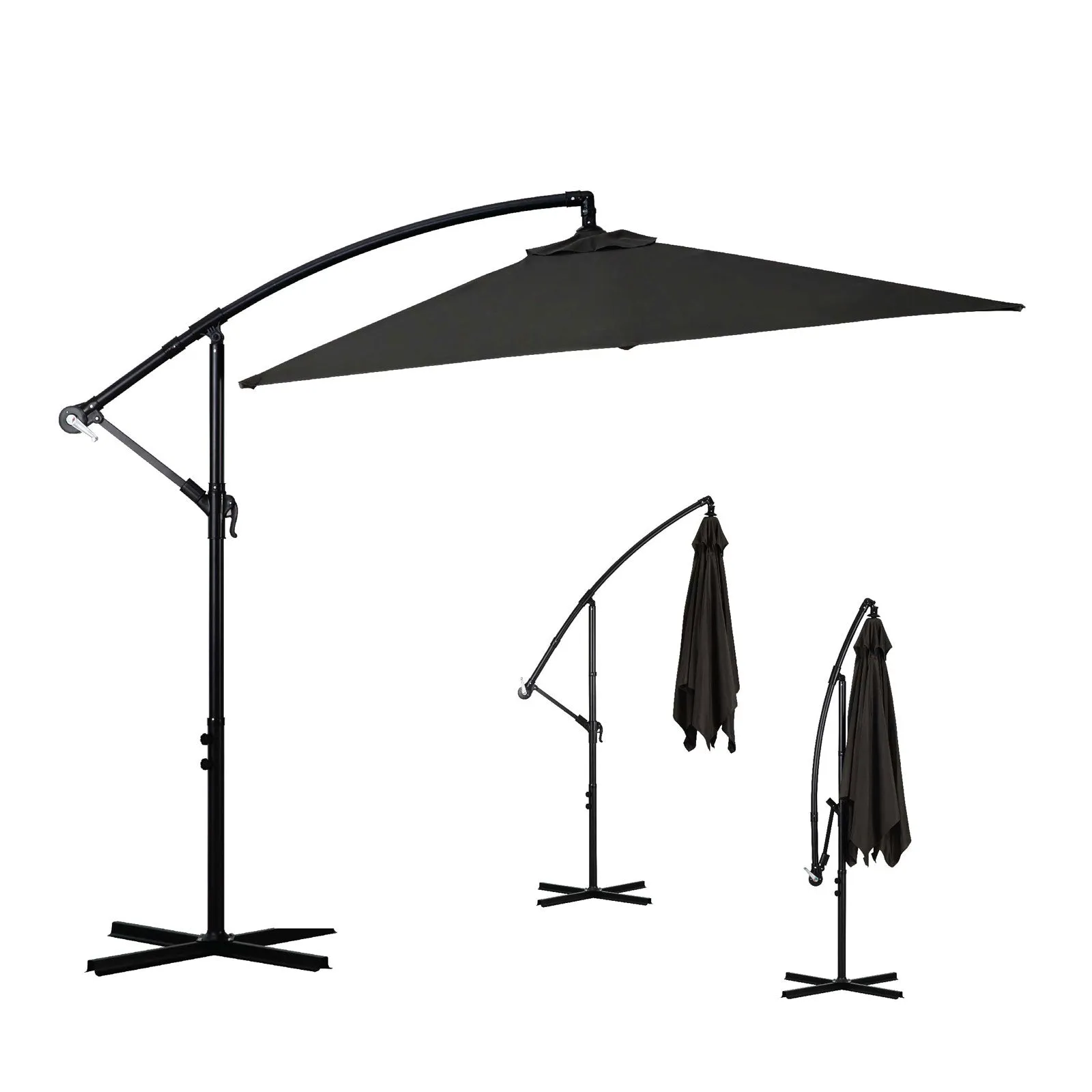 2.2M Outdoor Umbrella Cantilever | Garden Deck Patio Shade | Water-Resistant | Charcoal