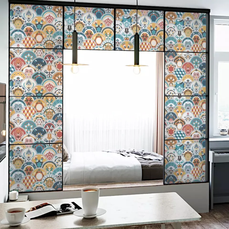 45x200cm Window Privacy Films Patterned Static Glass Film for Home Decor
