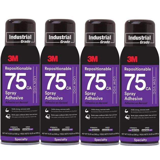 4x 3M 75 Artist Repositionable Glue Spray Adhesive 290G Bulk
