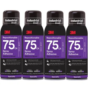 4x 3M 75 Artist Repositionable Glue Spray Adhesive 290G Bulk