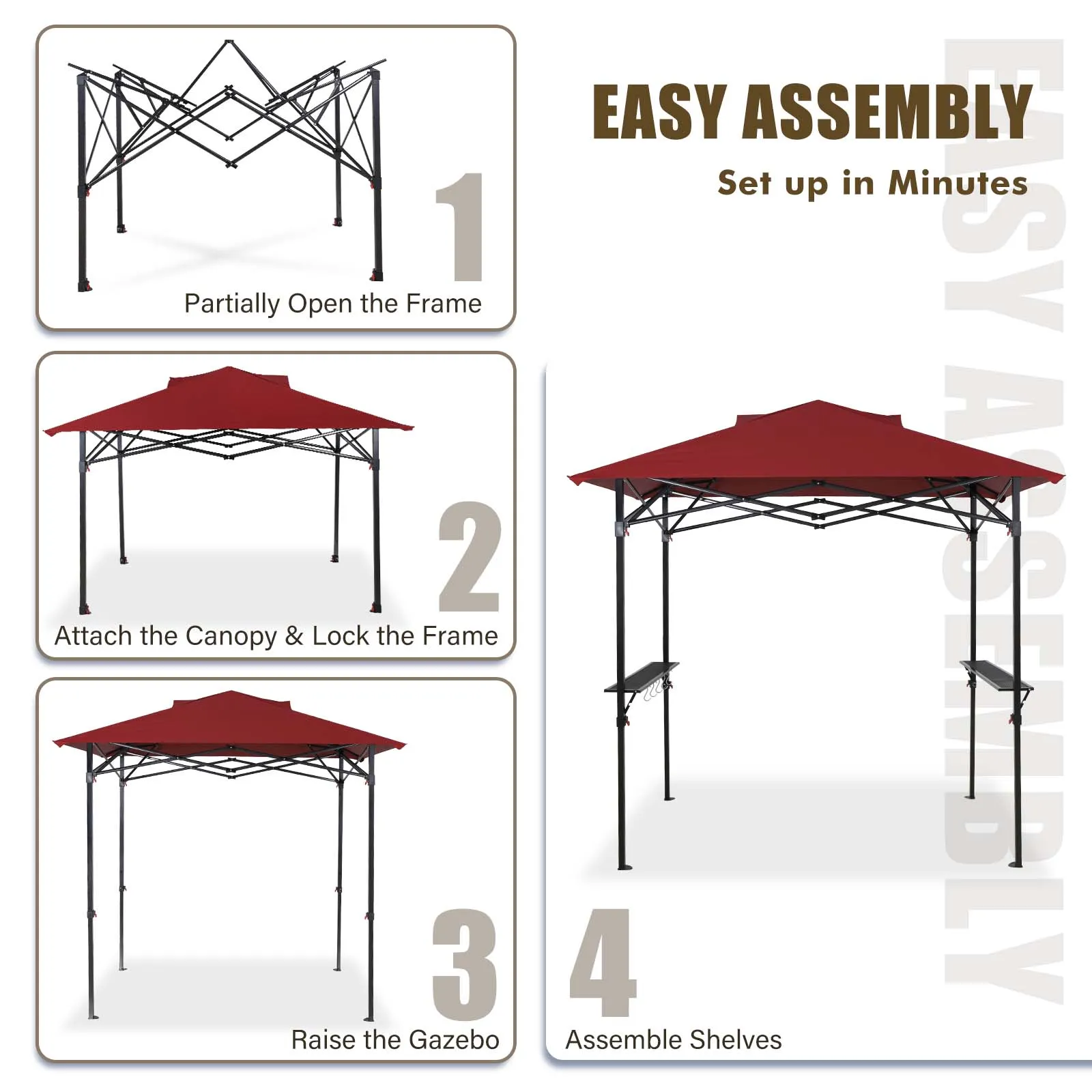 8x5 Pop up Grill Gazebo with Carry Bag and Air Vent