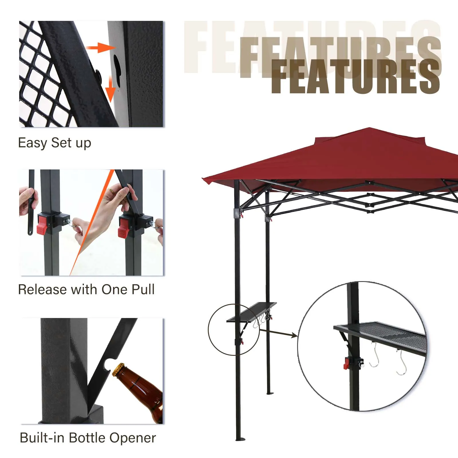 8x5 Pop up Grill Gazebo with Carry Bag and Air Vent