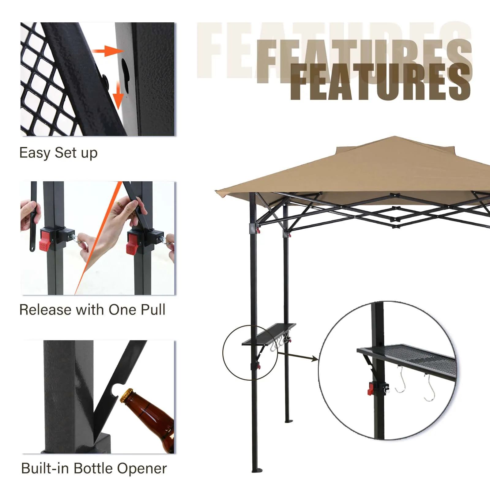 8x5 Pop up Grill Gazebo with Carry Bag and Air Vent