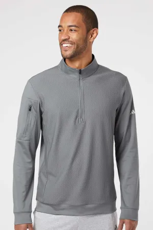Adidas Mens Performance UPF 50  1/4 Zip Sweatshirt - Grey - NEW