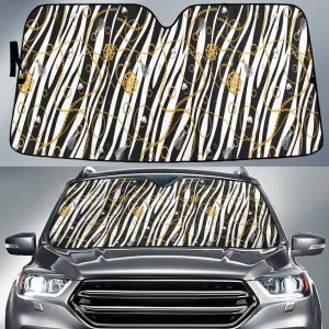 Amazing Gold Line Over Zebra Skin Texture Car Sun Shades Cover Auto Windshield Coolspod
