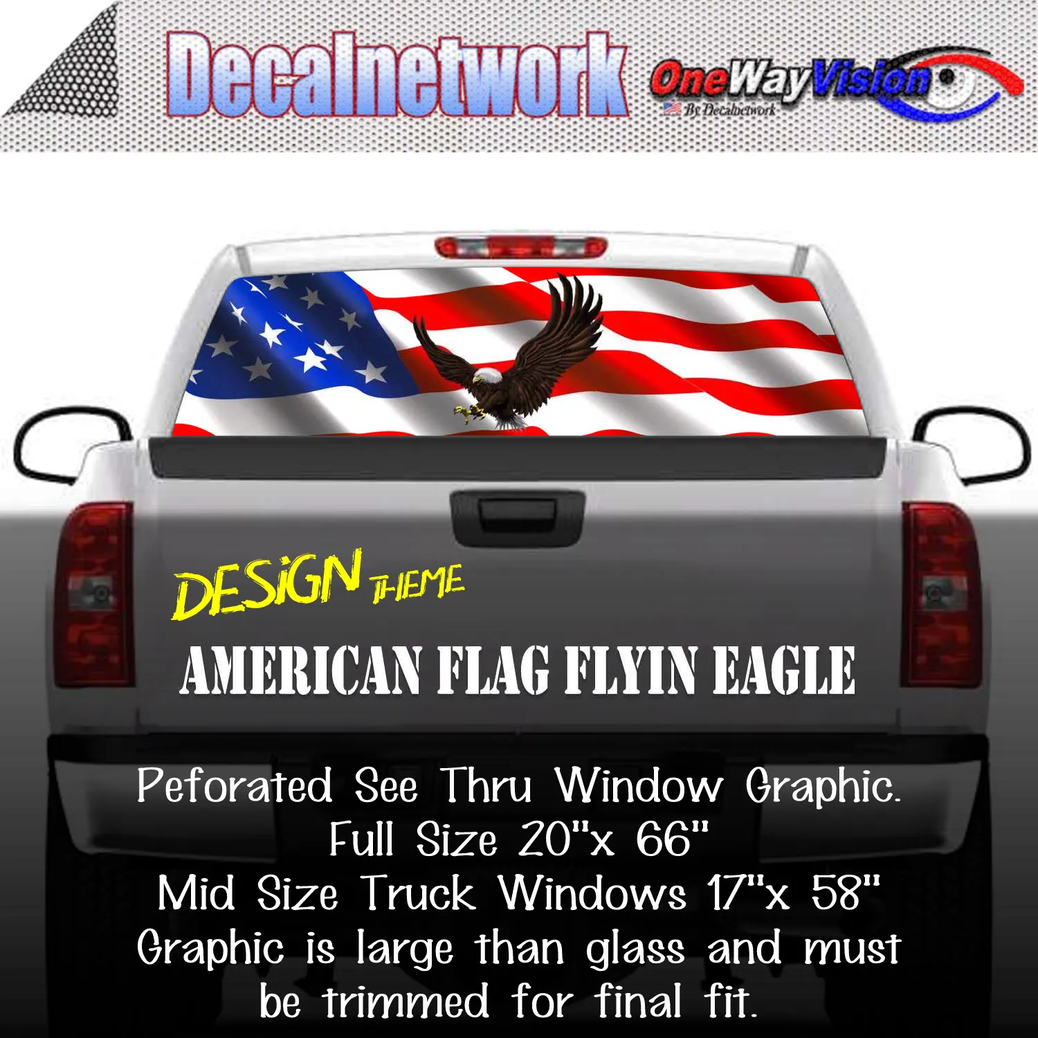 American Flag Eagle Flying Window Graphic Perforated rear window film truck Suv glass