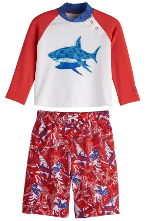 Baby Island Rash Guard Set  |  White Anchors Away