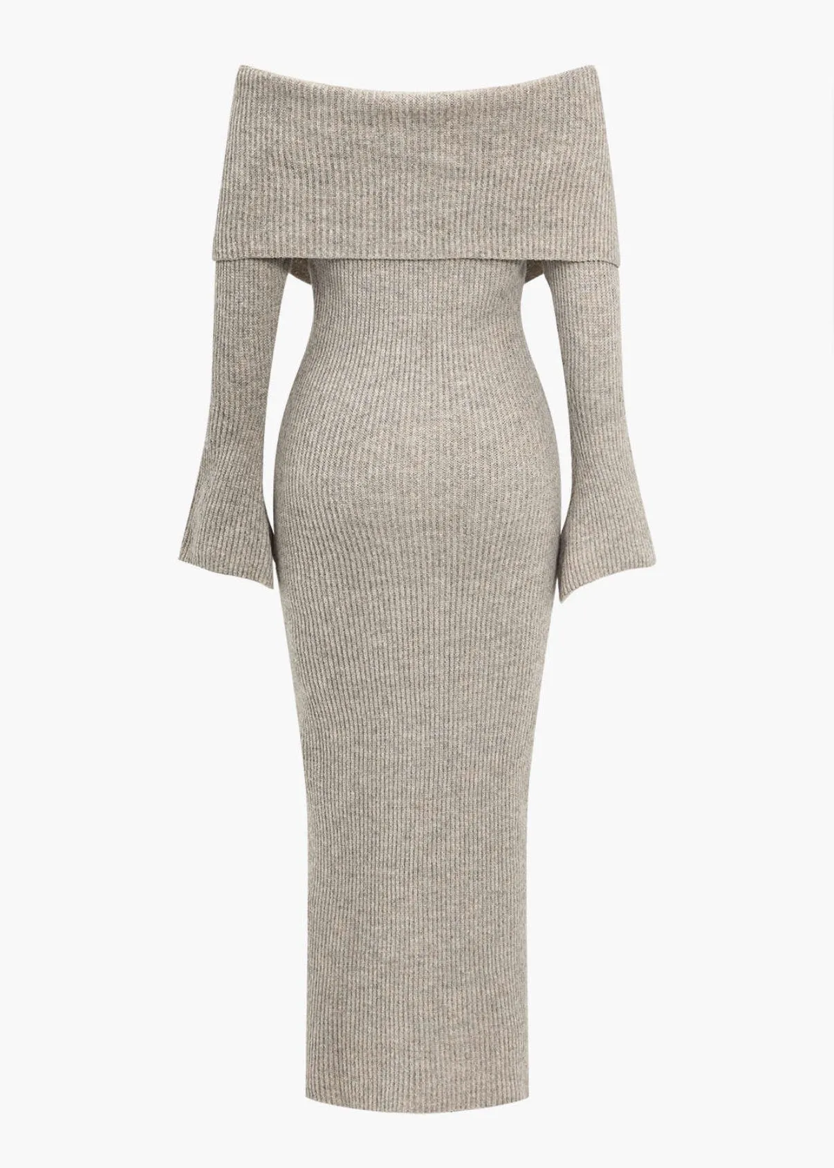 Bell Sleeves Off-Shoulder Knit Maxi Dress