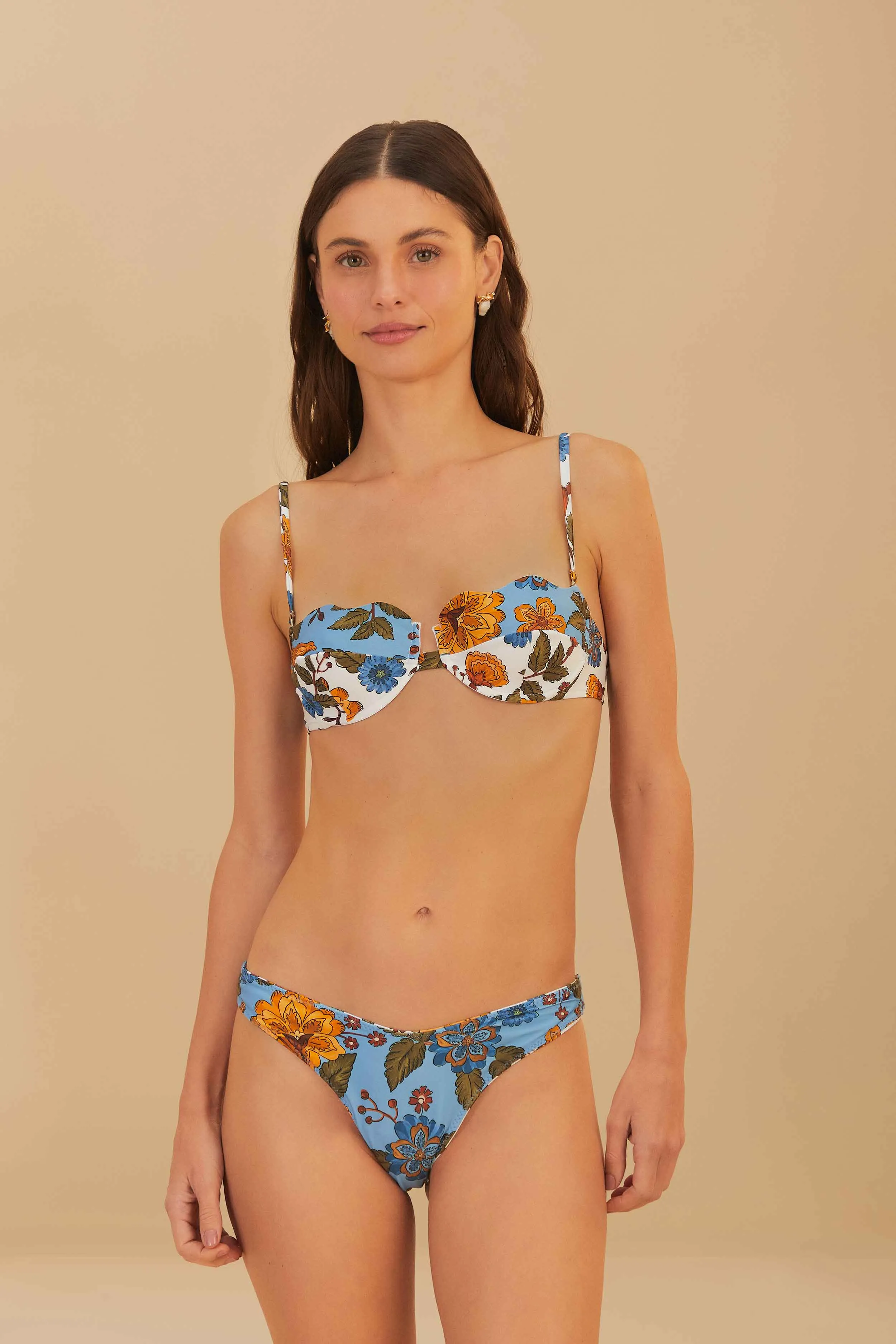 Blue Garden Scarf Reversible Bikini Bottom