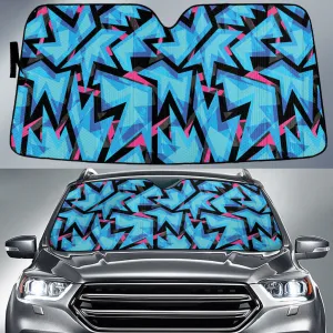 Blue Tone Grunge Graffiti Geometric Shapes All Over Print Car Sun Shades Cover Auto Windshield Coolspod