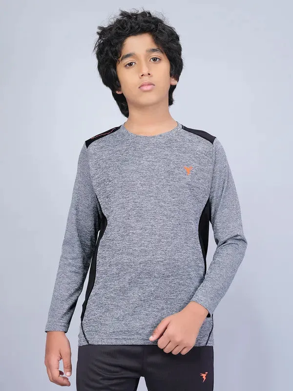Boys Melange Slim Fit Crew Neck T-shirt with DOUBLE COOL