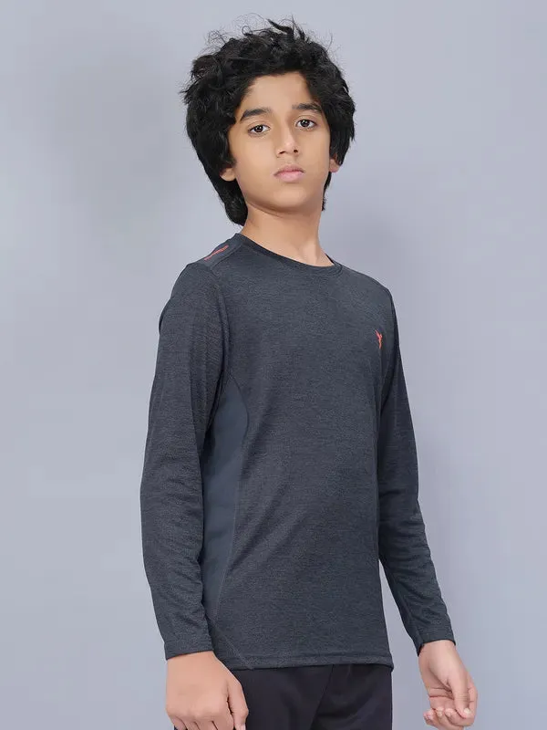 Boys Melange Slim Fit Crew Neck T-shirt with DOUBLE COOL