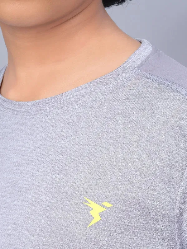 Boys Melange Slim Fit Crew Neck T-shirt with DOUBLE COOL