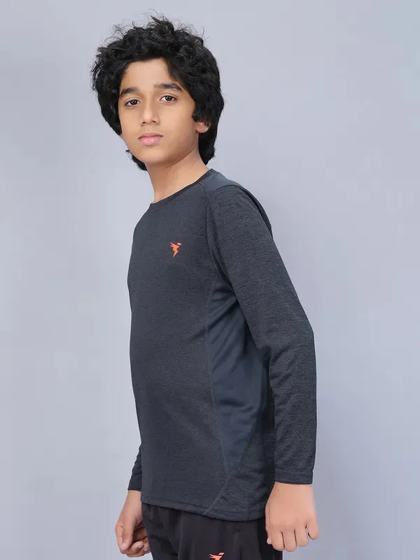 Boys Melange Slim Fit Crew Neck T-shirt with DOUBLE COOL