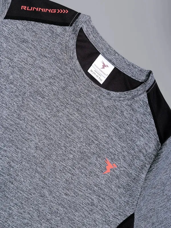 Boys Melange Slim Fit Crew Neck T-shirt with DOUBLE COOL