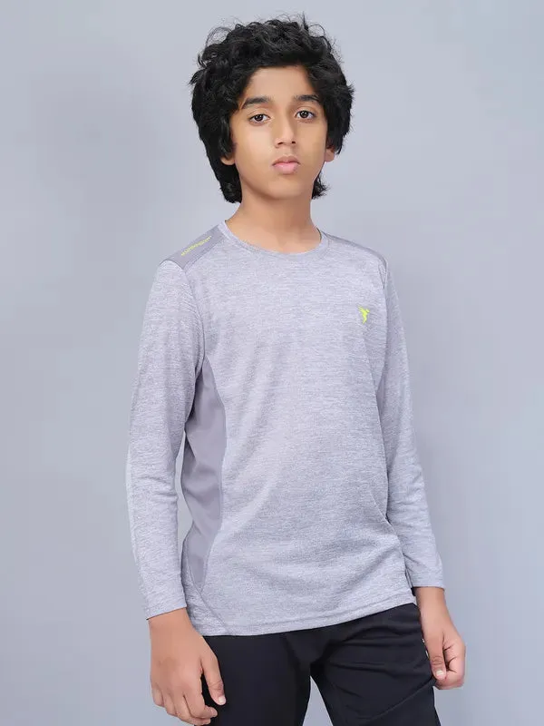 Boys Melange Slim Fit Crew Neck T-shirt with DOUBLE COOL
