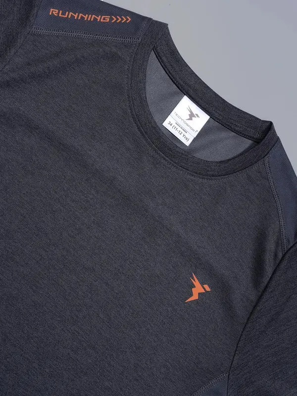 Boys Melange Slim Fit Crew Neck T-shirt with DOUBLE COOL
