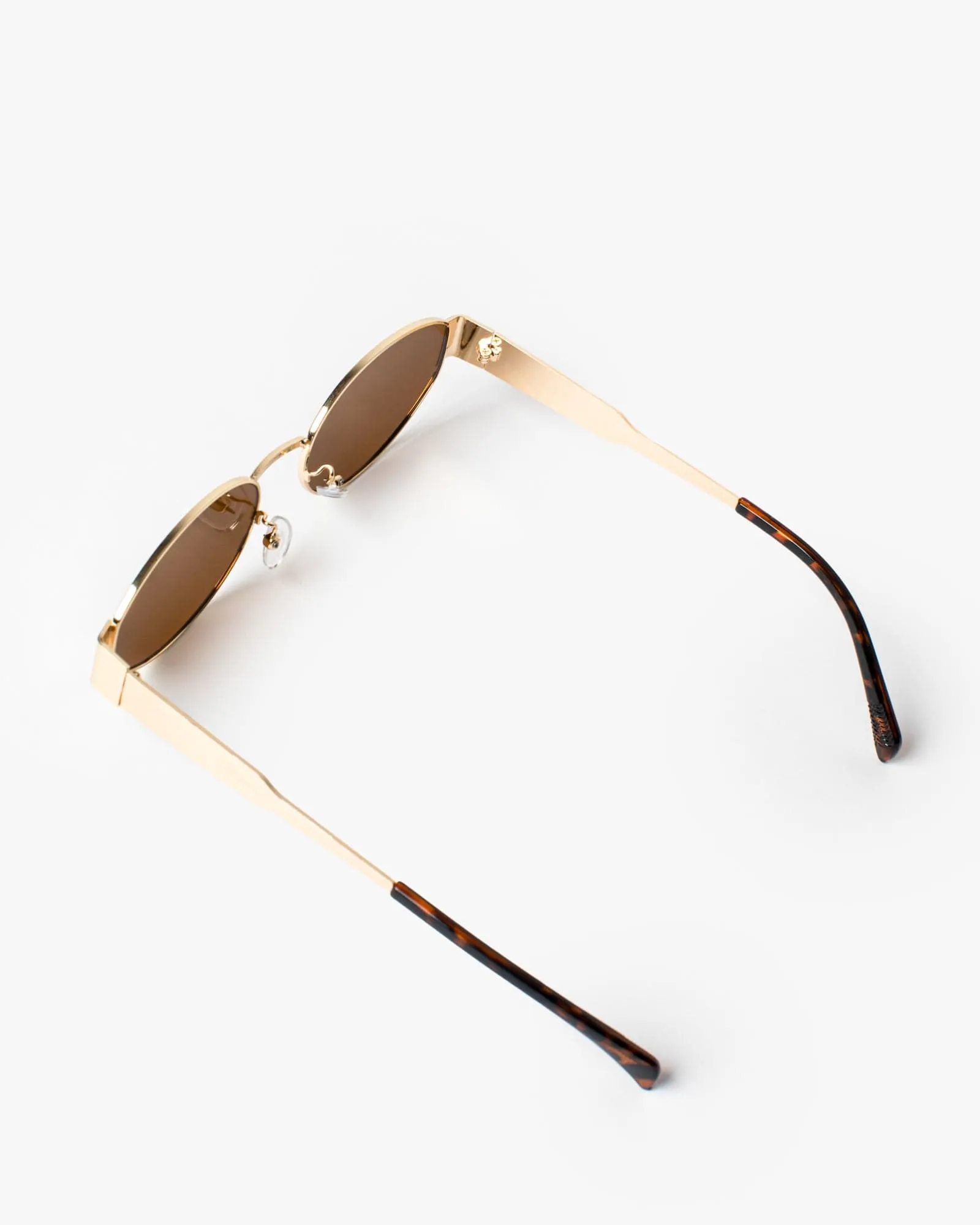 Brown Oval Metal Detail Sunglasses