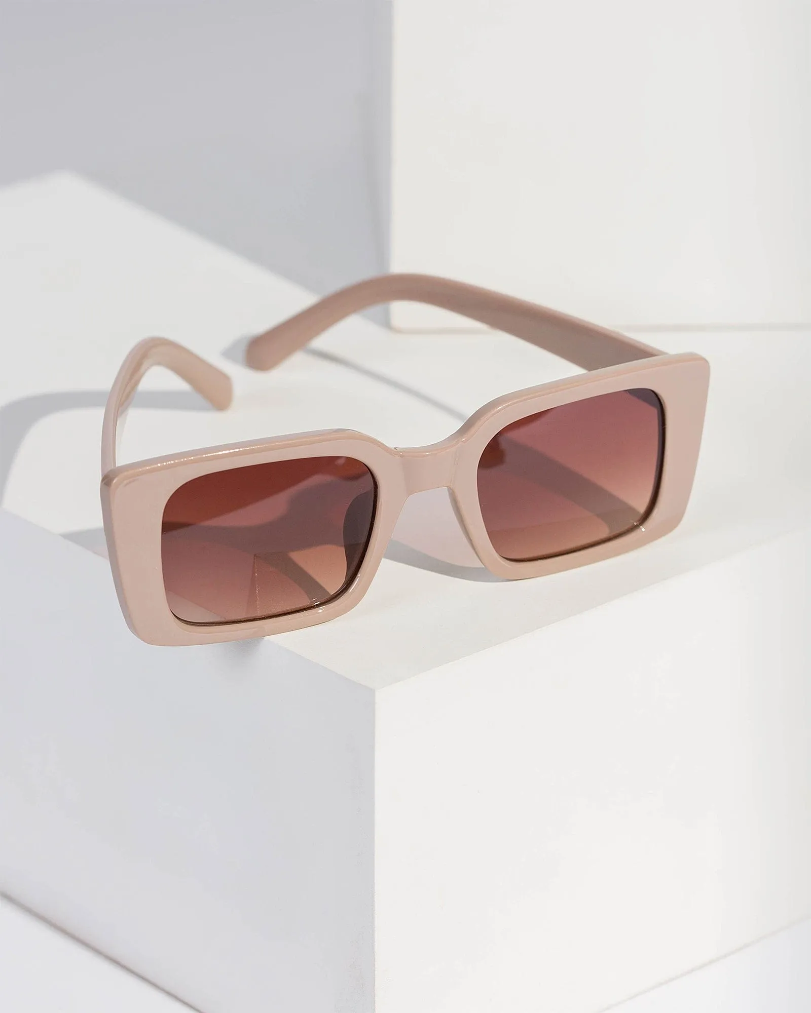 Brown Rectangle Sunglasses