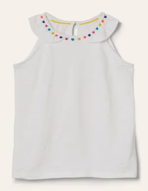 Charlie Pom Jersey Vest-White