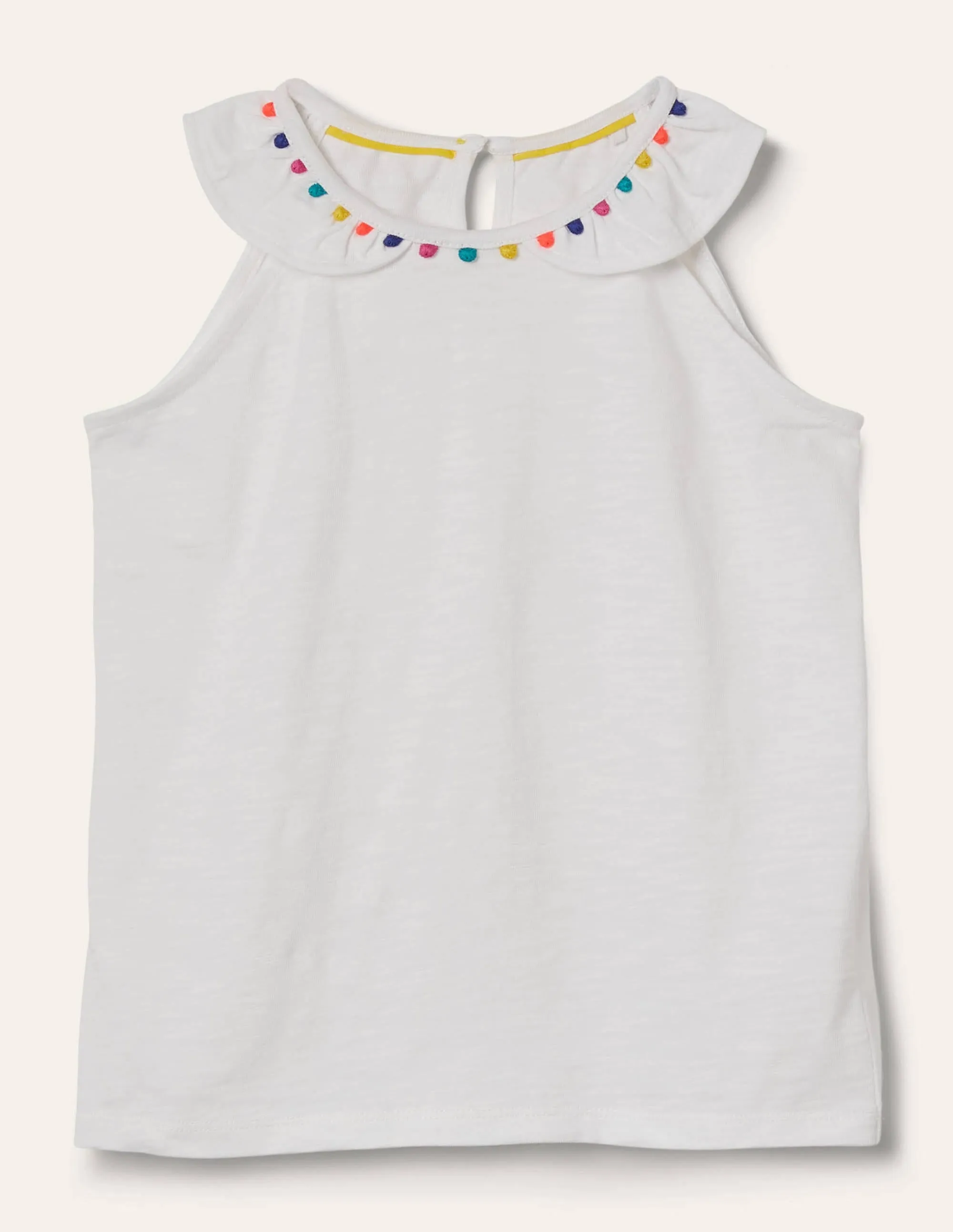Charlie Pom Jersey Vest-White