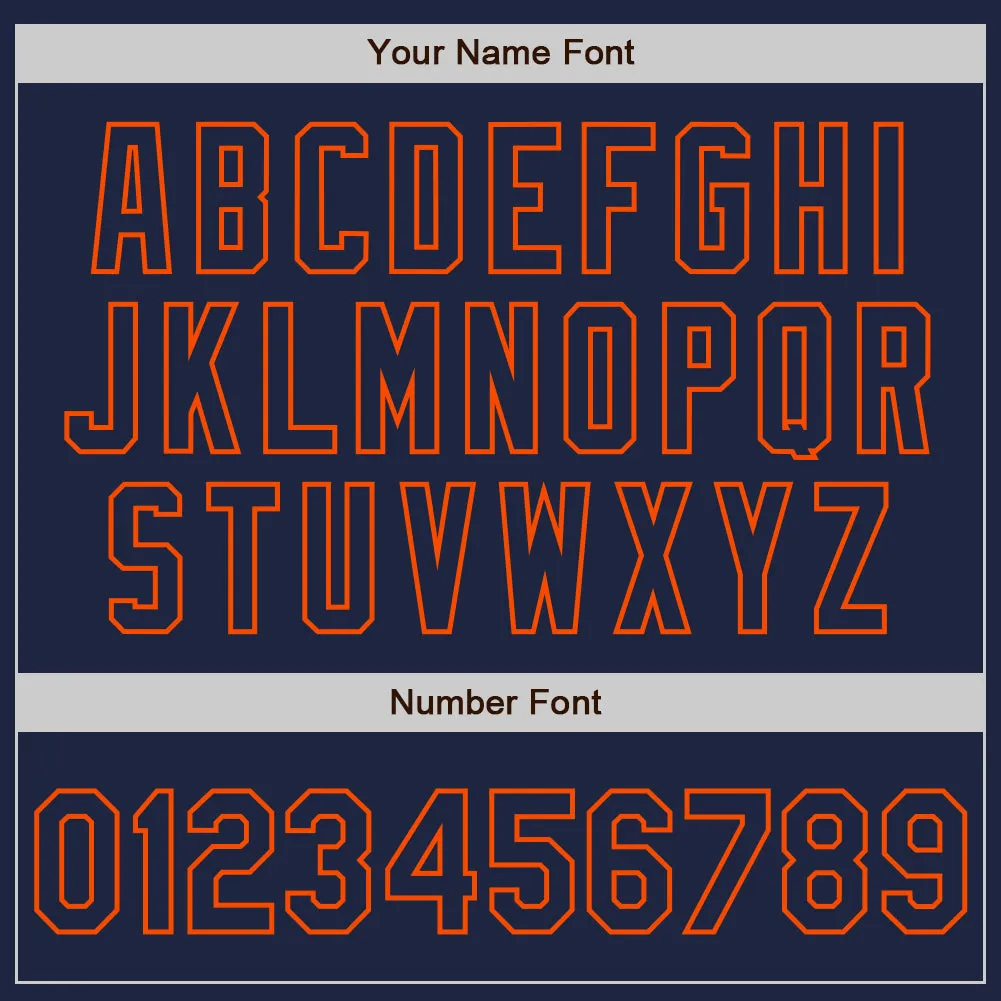 Custom Navy Orange Authentic Raglan Sleeves Baseball Jersey