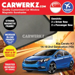 Customised Window Magnetic Sunshades for Kia Cerato K3 2013-2018 2nd Generation (YD) Korea Sedan