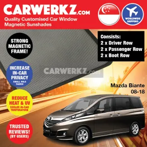 Customised Window Magnetic Sunshades for Mazda Biante 2008-2018 1st Generation (CC) Japan MPV
