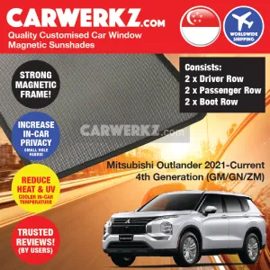 Customised Window Magnetic Sunshades for Mitsubishi Outlander 2021-Current 4th Generation (GM/GN/ZM) Japan SUV
