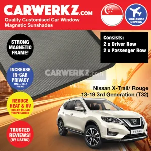 Customised Window Magnetic Sunshades for Nissan X-Trail Rogue 2013-2020 3rd Generation (T32) Japan SUV