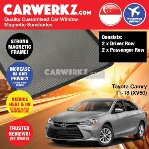 Customised Window Magnetic Sunshades for Toyota Camry 2011-2017 11th Generation (XV50) Japan Sedan