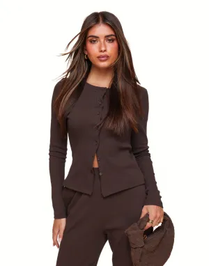 Donkerbruine Lounge LS - Top