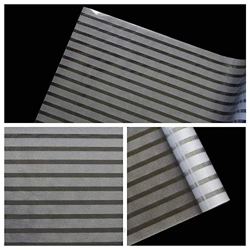 Elton Privacy Window Film Self Adhesive Decorative Film for Bathroom Door Window Heat Control Anti UV 16 x 72 inches (Straight Line) Vinyl