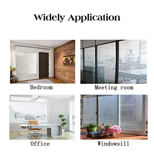 Elton Privacy Window Film Self Adhesive Decorative Film for Bathroom Door Window Heat Control Anti UV 16 x 72 inches (Straight Line) Vinyl