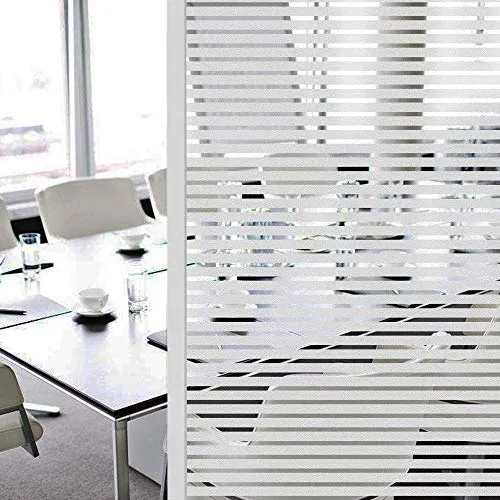 Elton Privacy Window Film Self Adhesive Decorative Film for Bathroom Door Window Heat Control Anti UV 16 x 72 inches (Straight Line) Vinyl