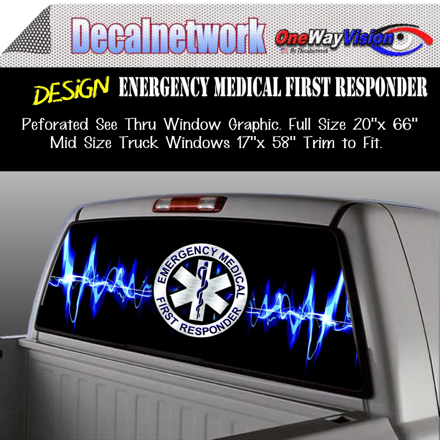 Emergency first responder Window Graphic Perforated rear window film truck Suv glass
