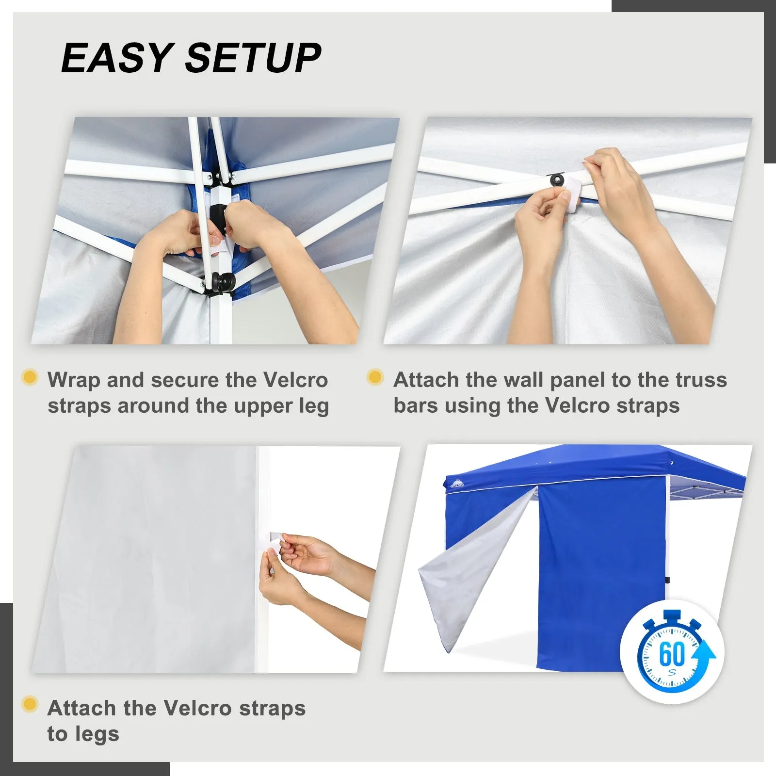 Entry Wall Panel with Zipper for 10x10 Straight Leg Canopy only, 1 Sidewall