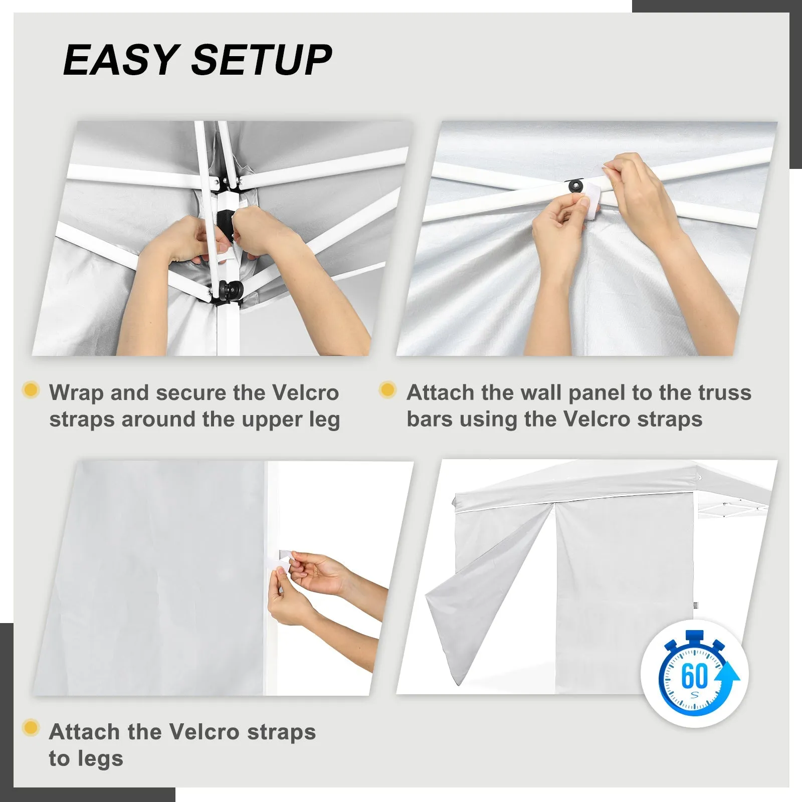 Entry Wall Panel with Zipper for 10x10 Straight Leg Canopy only, 1 Sidewall