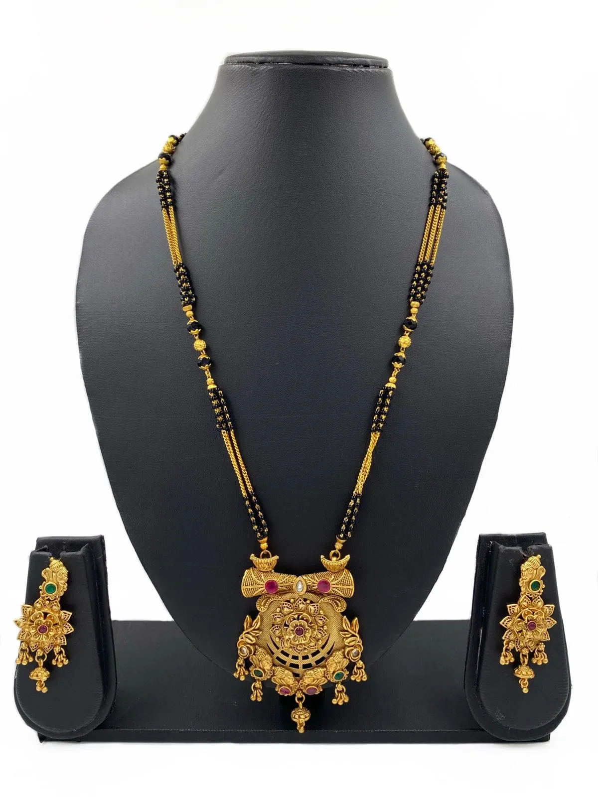 Exclusive Matt Finish Golden Mangalsutra Necklace Set For Women By Gehna Shop