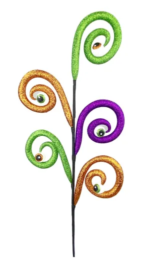 Eyeball Curly Spiral Spray: Org/Grn/Prpl