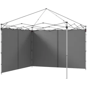 Gazebo Side Panels, 2 Pack Sides Replacement, for 3x3(m) or 3x6m Pop Up Gazebo, with Zipped Doors, Grey