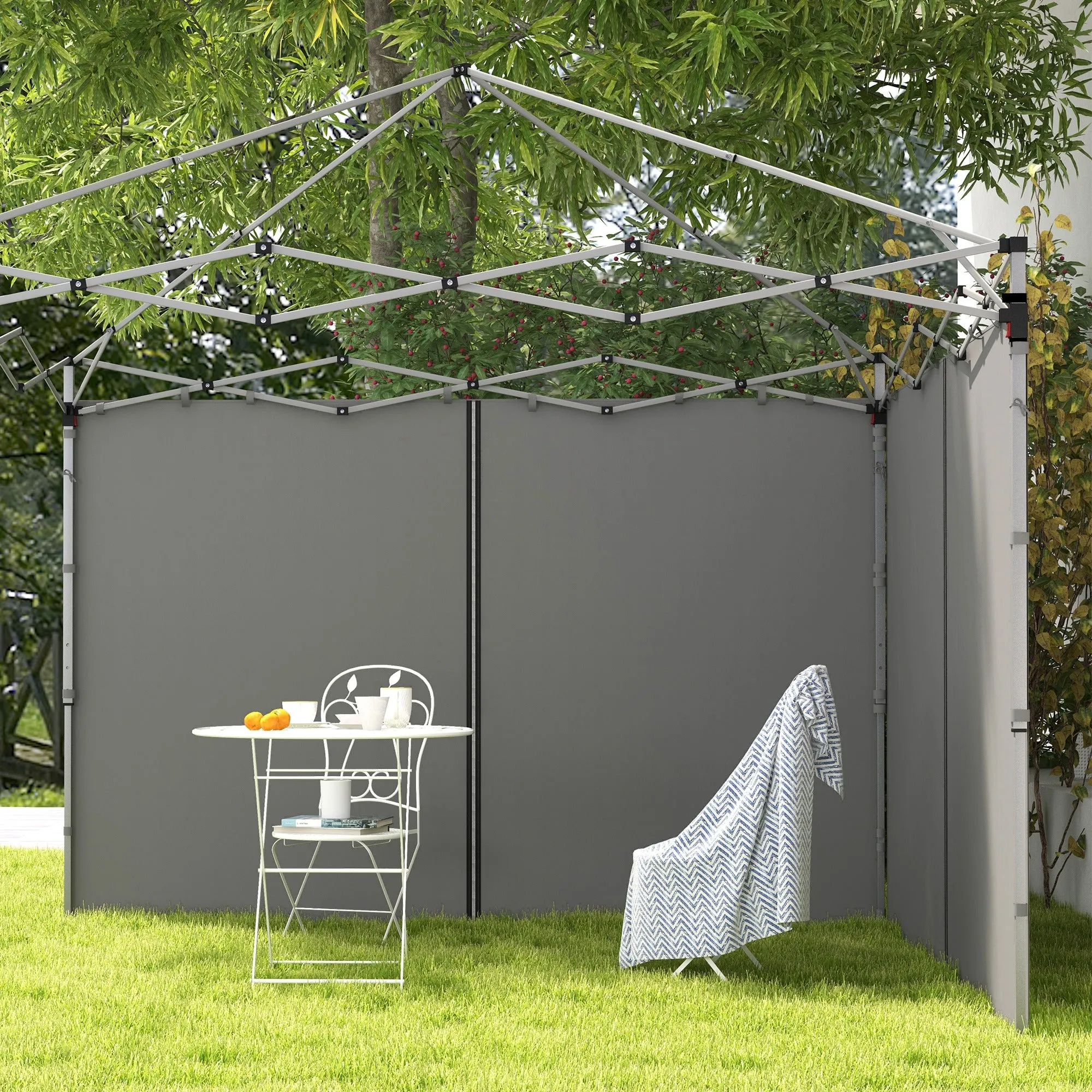 Gazebo Side Panels, 2 Pack Sides Replacement, for 3x3(m) or 3x6m Pop Up Gazebo, with Zipped Doors, Grey