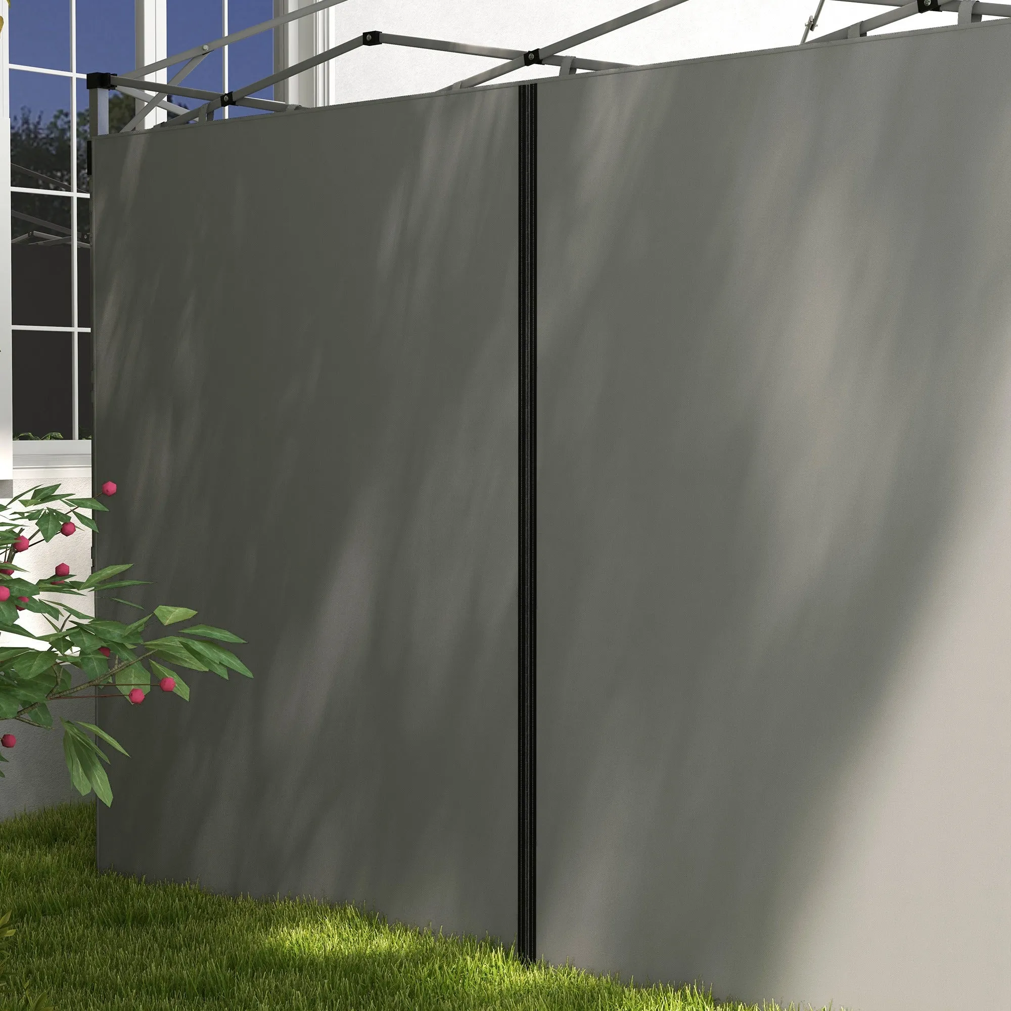 Gazebo Side Panels, 2 Pack Sides Replacement, for 3x3(m) or 3x6m Pop Up Gazebo, with Zipped Doors, Grey