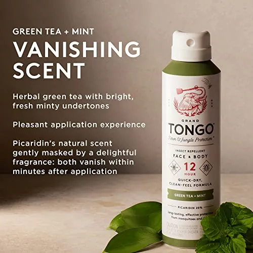 Grand Tongo DEET-Free Green Tea   Mint Insect Repellent with Picaridin- The 12 Hour Protection, DEET Alternative