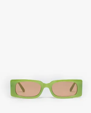 Green Rectangle Thin Sunglasses