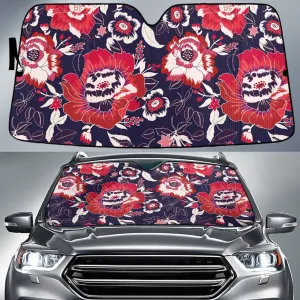 Hawaiian Hibiscus Flowers Hand Drawing Style Purple Car Sun Shades Cover Auto Windshield Coolspod