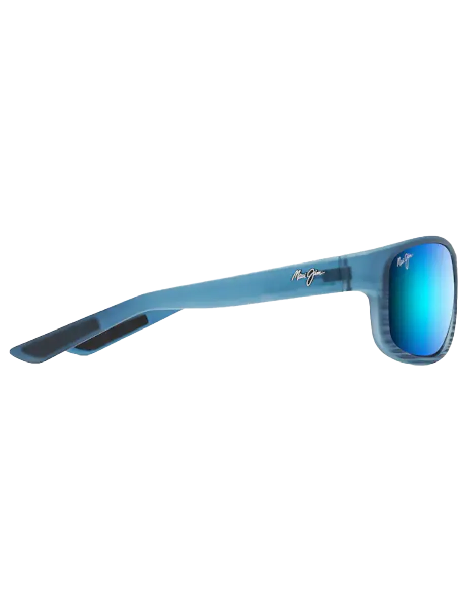Kaiwi Channel Polarised Wrap Sunglasses in Blue Black Stripe & Blue Hawaii